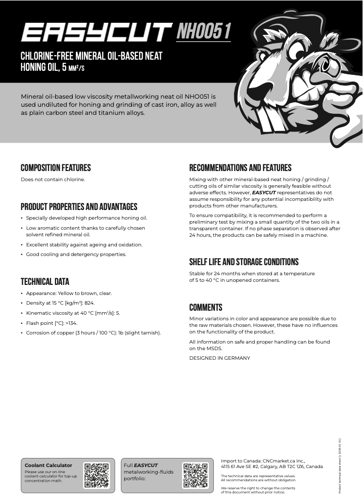 NHO051 Product Information Data Sheet