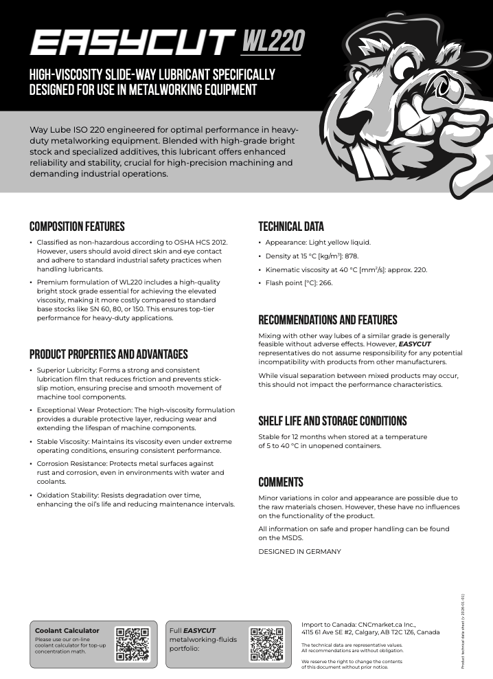 WL220 Product Information Data Sheet