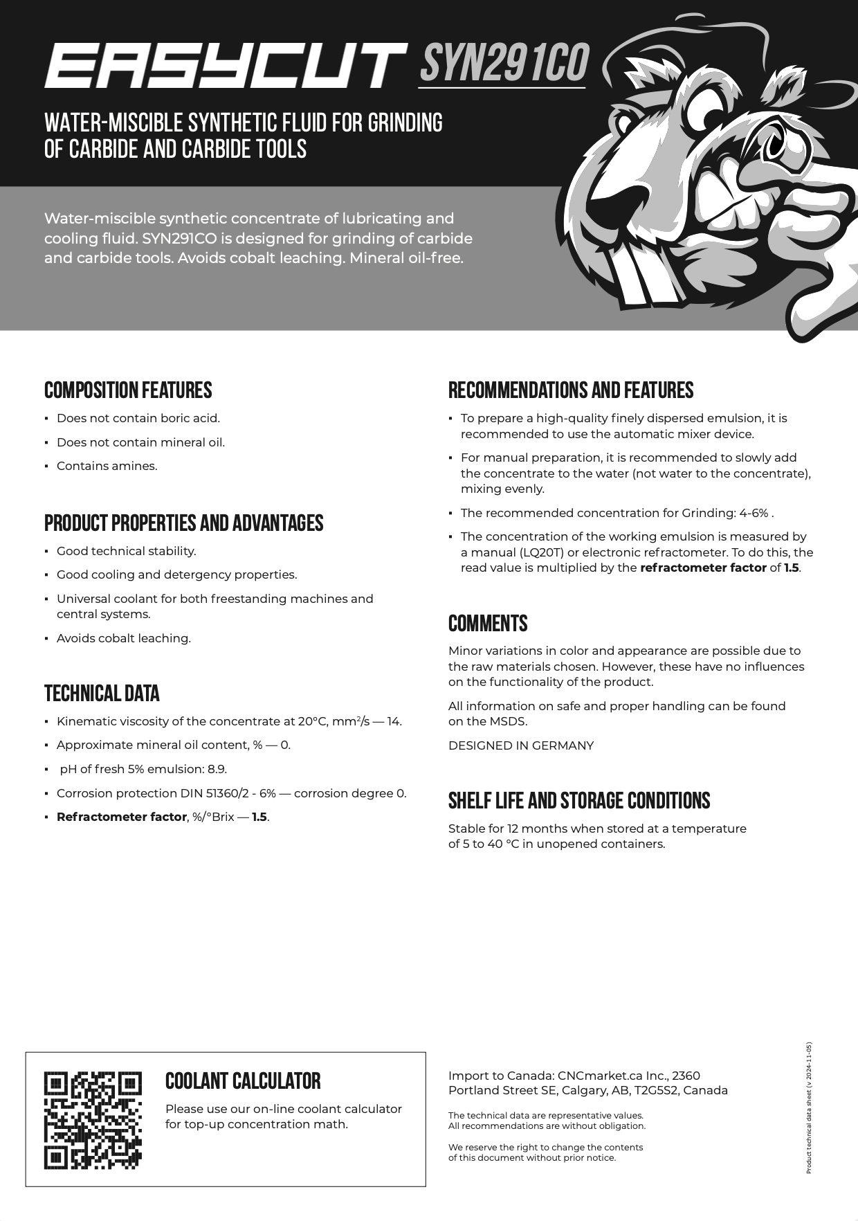 SYN291CO Product Information Data Sheet