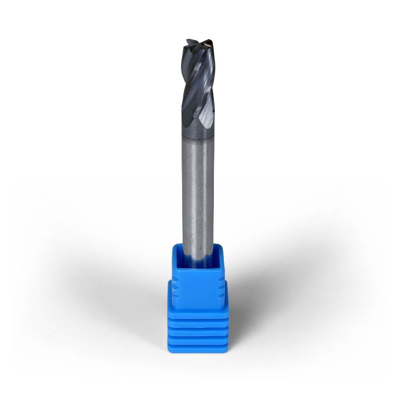 1/4" Carbide End Mill, 4 flutes, Bull Nose - R0.015", 0.5" LOC, AlCrN Coated