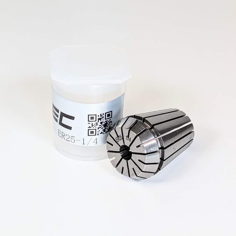 1/4" ER25 Collet, clamping range 0.250" - 0.211", Runout 0.01 mm