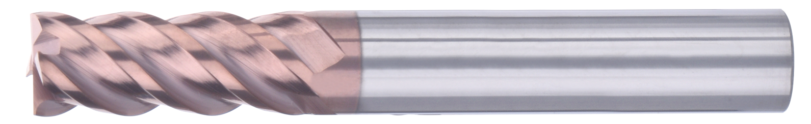 16 mm Carbide End Mill, 4 Flutes, Flat, Standard length, For P, H materials, TiSiAlCrN coated, Helix angle 45 degree, LOC 36 mm