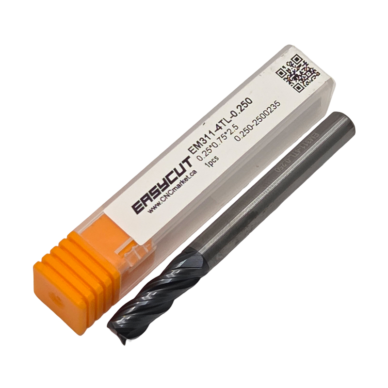 1/4" Carbide Square End Mill, 4 flutes, 0.75" LOC, AlCrN Coated