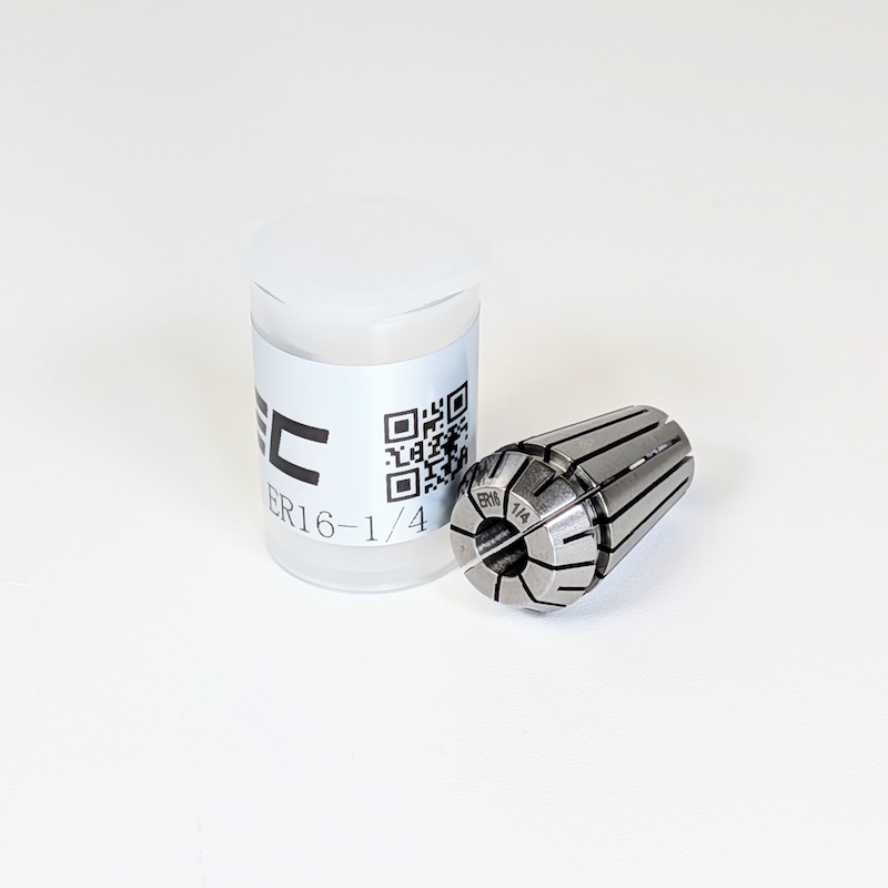 1/4" ER16 Collet, clamping range 0.250" - 0.211", Runout 0.01 mm