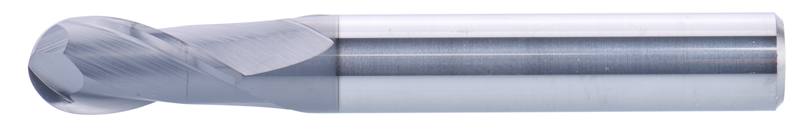 1 mm, Special Shank Carbide End Mill, 2 Flutes, Ball Nose, Long, For P, M, K materials, AlCrN coated, Helix angle 30 degree, LOC 2 mm