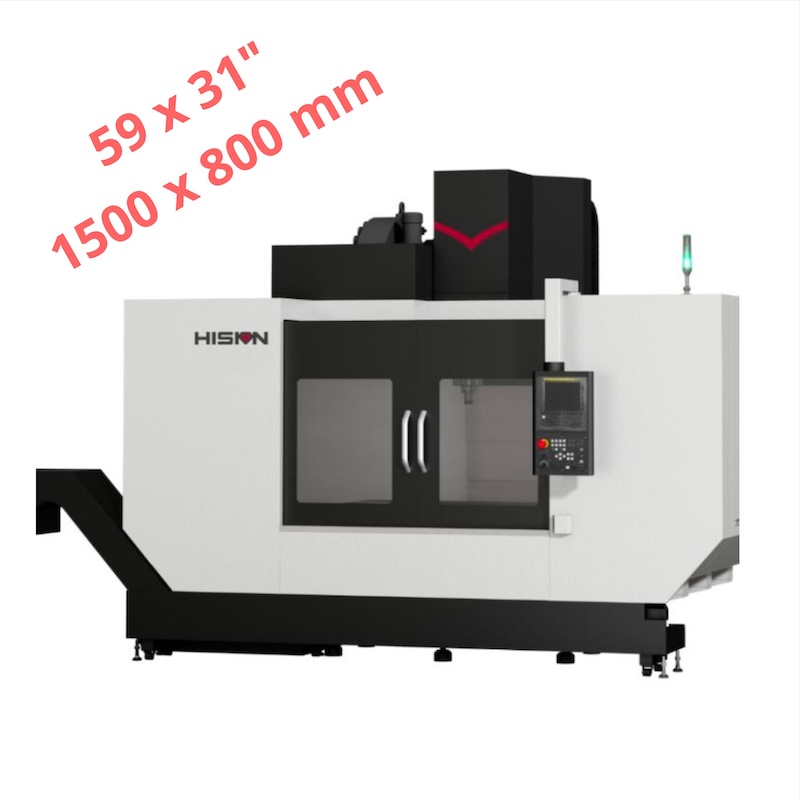 Hision V15-50, 59" x 31" (1500 x 800mm) CNC Vertical Machining Center, 50 Taper